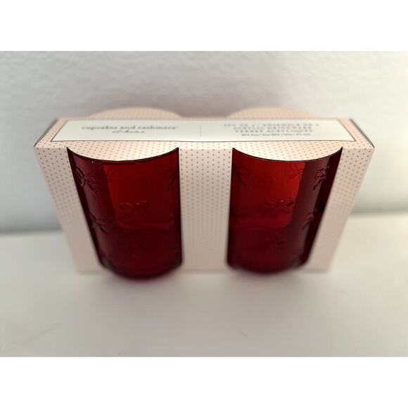 Cupcakes and Cashmere Drinkware Acrylic Set of 2 RED BOWS - Picture 1 of 3